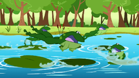 Frogs jumping away S1E23