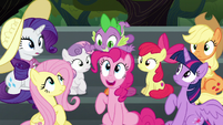 Pinkie Pie pops up from under Spike S6E7