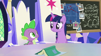 Twilight and Spike look at each other S9E4