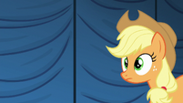 Applejack backs out of the backstage area S6E20