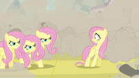 You can kind of tell Fluttershy from the changelings. It's REALLY obvious.