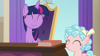 Twilight and Cozy Glow smiling together S8E16