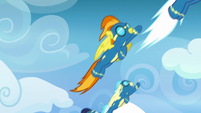 Wonderbolts flying up into the sky S7E7