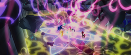 Mane Six and princesses surrounded by energy MLPTM