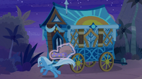 Trixie running past Hoo'Far's caravan S8E19