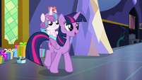 Twilight asks Shining and Cadance where they're going S7E3