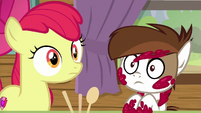 Apple Bloom and Pip hear Rumble's voice S7E21