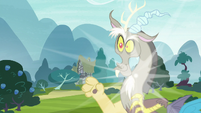 Discord pops into the middle of Ponyville S7E12