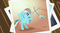 Picture of Rainbow Dash and the hummingbird fencing S2E07