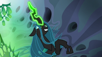 Queen Chrysalis with a glowing horn S6E26