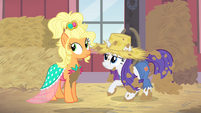 Rarity and Applejack looking at Trenderhoof S4E13