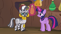 Zecora looking at Spike S5E22