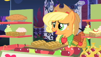 Applejack gives apple fritters to Rarity for free S1E26
