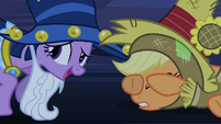 "Applejack, the princess is looking for a little advice on how to fit in around here."