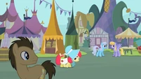 Apple Bloom, looks awfully embarrassed.