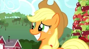 Applejack Mintiendo con sonrisa.