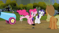 Pinkie kicking the party cannon away.