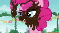 Pinkie Pie thanks Rarity with ice cream on her face S6E3