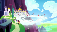 Ponies watching the Wonderbolts Derby S8E18
