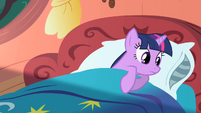 Twilight just woke up and looks cute in the process.