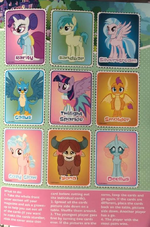 Magazine​[​specify​]​ cards: Rarity, Sandbar, Silverstream, Gallus, Twilight Sparkle, Smolder, Cozy Glow, Yona, and Ocellus