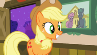 Applejack, delighted.