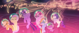 Mane Six and Spike showered in seapony magic MLPTM
