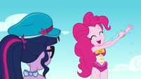 Pinkie covers her arm with cupcake frosting EGFF