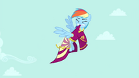 Rainbow Dash trying to pull dress off S4E23