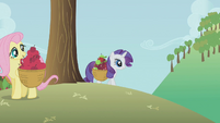 Rarity and Fluttershy gathering apples S1E4