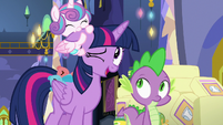 Flurry Heart noms on Twilight Sparkle's ear S7E3