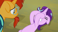 Starlight buries her face in her hooves S8E8
