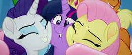 Twilight Sparkle in a tight group hug MLPTM