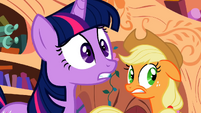 Twilight and Applejack shocked by the amount of cutie marks Apple Bloom is obtaining S2E06