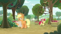 AJ looks at schedule; Apple Bloom sets a trap S9E10