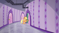 Applejack opening a spa door S6E10