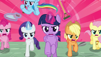 Mane Six charging with gardening tools S9E2
