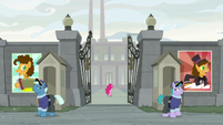 Pinkie Pie enters the factory gates S9E14