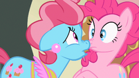 Nose to nose with Pinkie Pie.