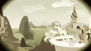 Princess Celestia directing the Smith family to the land S2E12