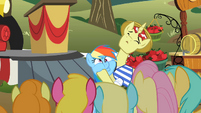 Rainbow Dash getting cheeks squished S02E15