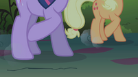 Twilight and Applejack ready to charge S1E02