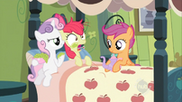 Apple Bloom reacting to a hot thermometer.