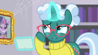 Librarian Pony straightens her glasses S9E5