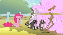 Pinkie Pie annoyed by animals eating her cotton candy S2E01