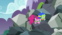 Pinkie Pie climbing mountain of rocks S4E18