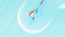 Rainbow Dash's first attempt at sonic rainboom S1E16