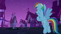 Rainbow Dash looking out toward Ponyville S6E15