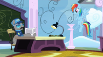 Rainbow hovering in front of examiner S4E21
