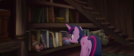 Twilight Sparkle looking at Capper's books MLPTM